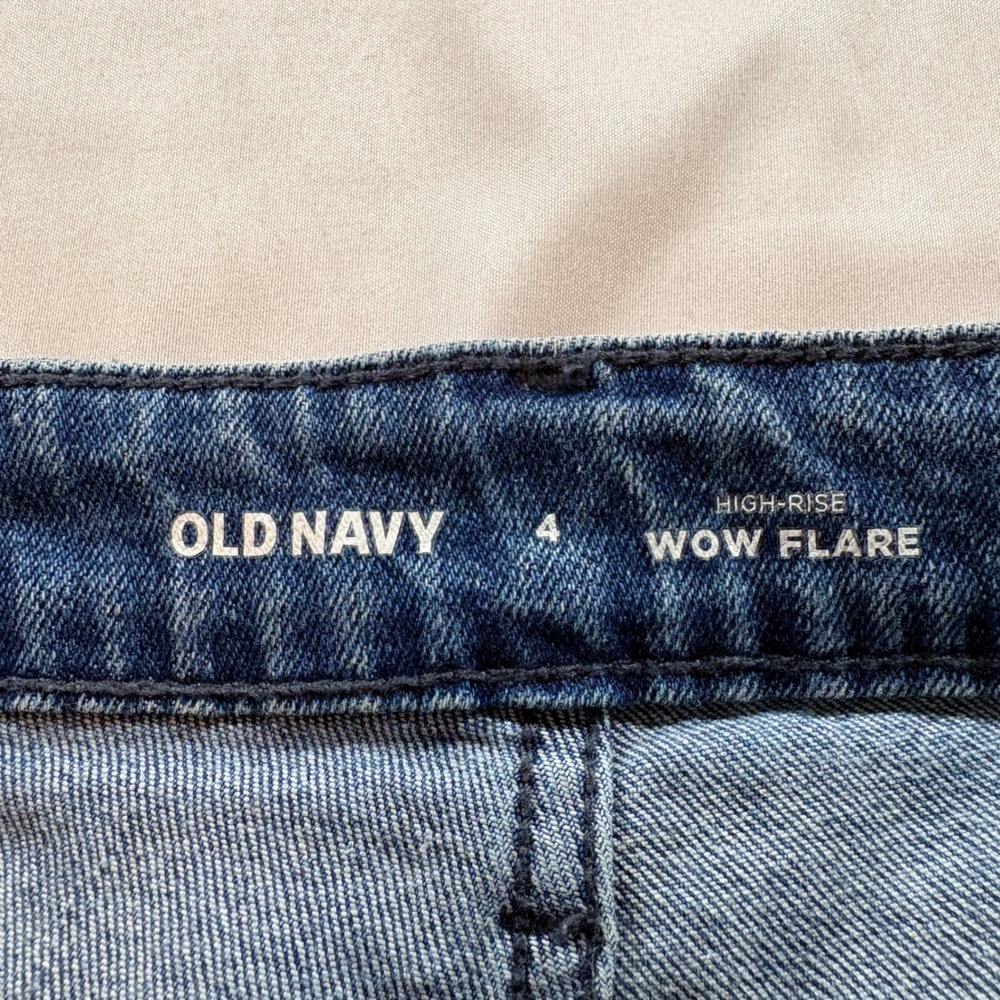 Old Navy Wow Flare Jeans Womens 4 Blue High Rise Stretch Denim Bell Bottoms - Picture 4 of 9